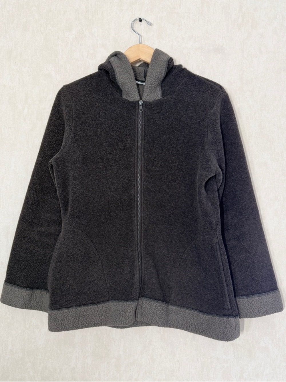 bryn Walker Women’s Hoody Full Zip Fleece Jacket Lagenlook in Gray S